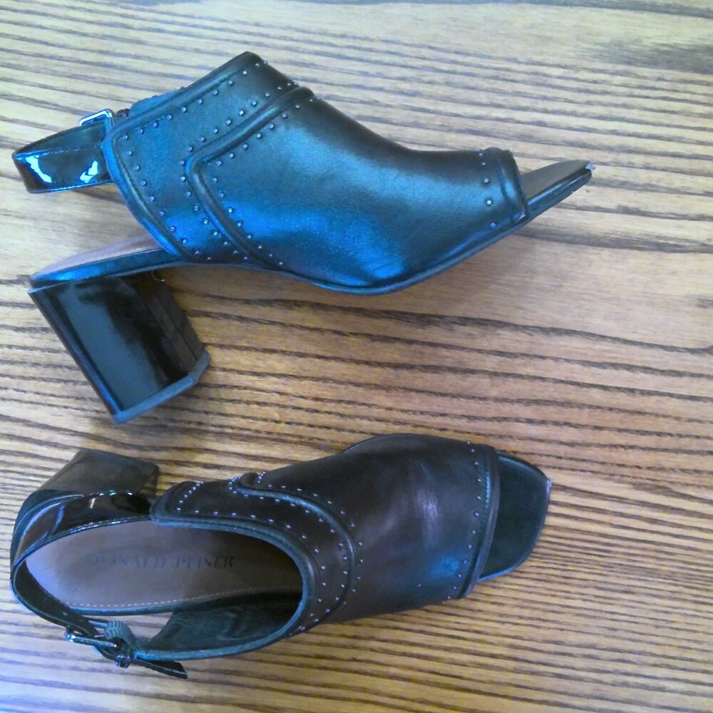 Donald Pliner Women's Penny Leather Slingback Heeled Sandals Black - Size 8